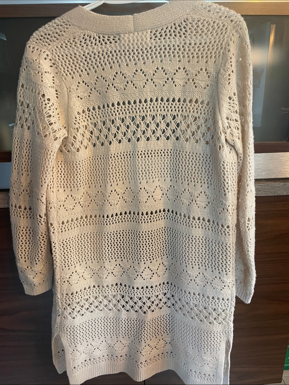 Cream Open Knit Cardigan Sweater - Picture 4 of 5